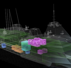 3D Technical illustration of concept naval vessel