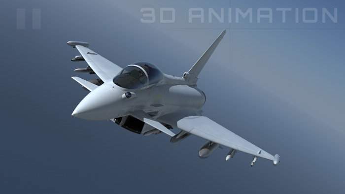 Animated 3d video of Typhoon for aerospace