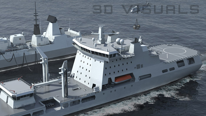 Realistic 3D visualisation of ships at sea