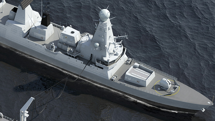 3D rendering of naval vessels at sea